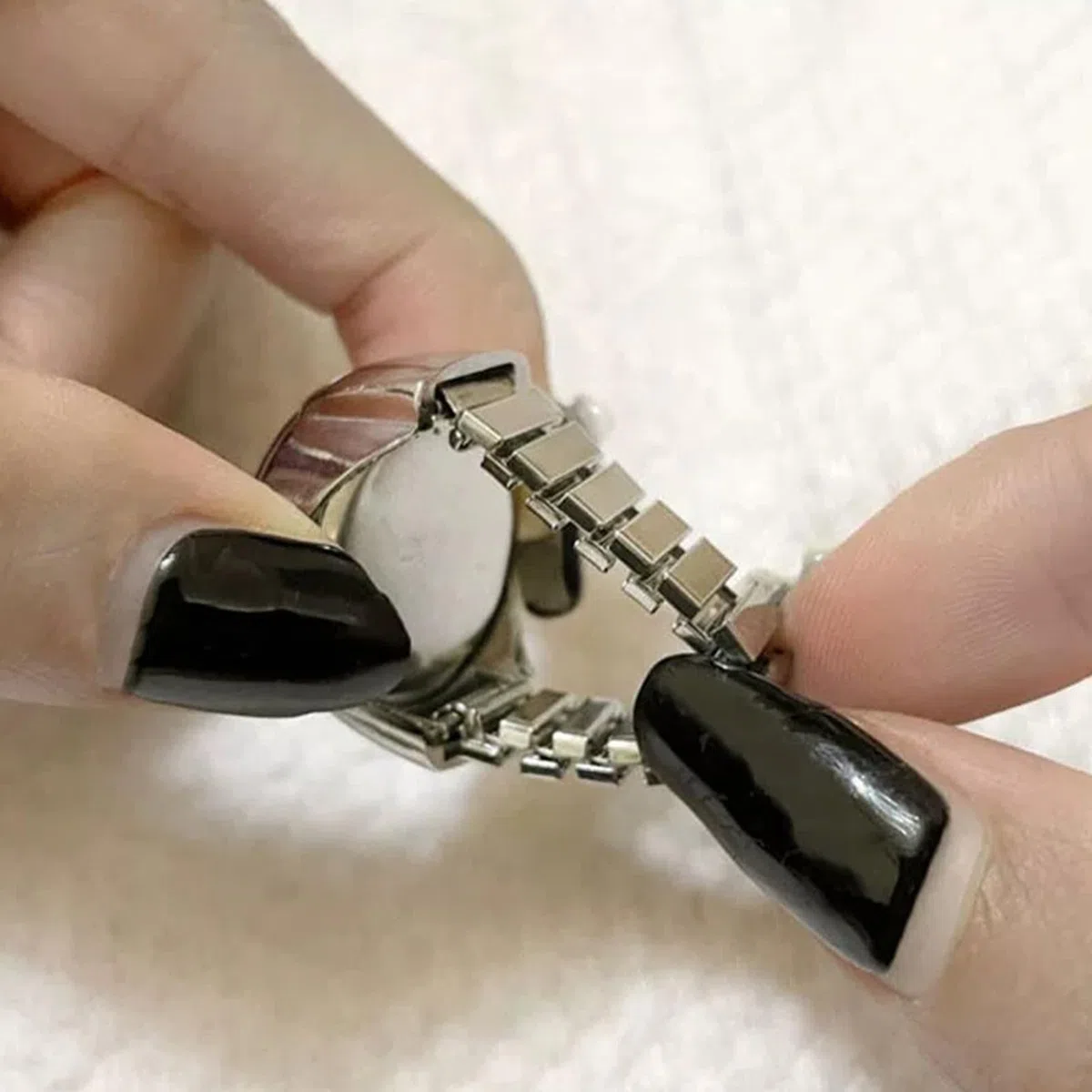 Reloj con Anillo para Mujer, Reloj con Anillo para Dedo - Reloj de apilamiento de Movimiento - Reloj de Dedo Vintage Creativo, Relojes de Dedo de joyería Ajustables para Dedo de Mujer
