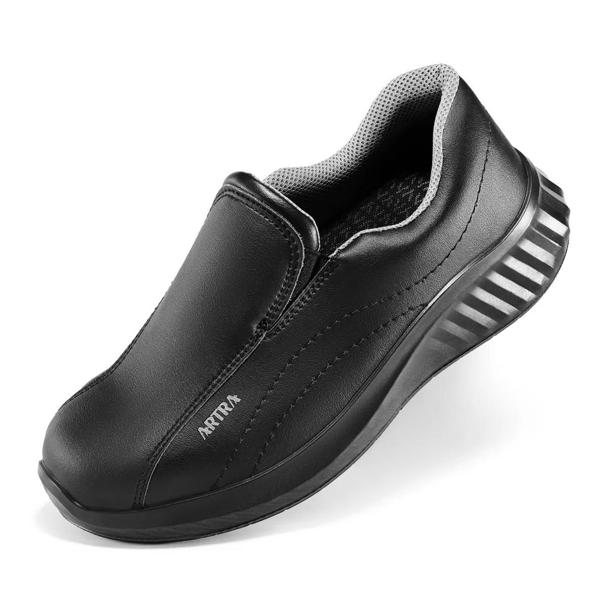 ARTRA Arica 6207 - Zapatillas de trabajo antideslizantes con puntera de acero, para alimentos, cocina, clínica, artesanía, S2, SRC, Negro , 42 EU