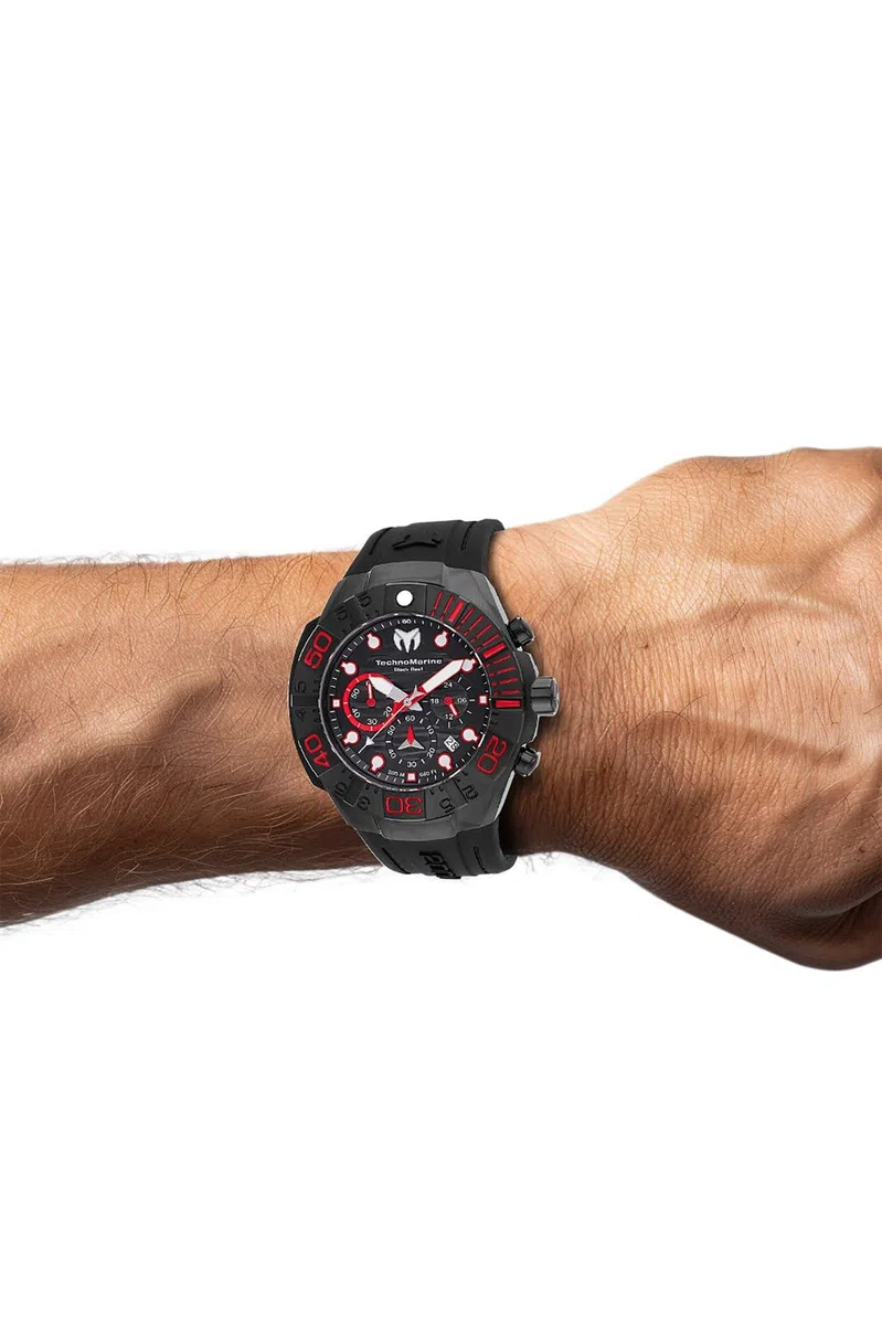 Technomarine Reef TM-523010 Reloj de Hombre - Movimiento de Cuarzo - Acero Inoxidable con Esfera Negra - 45 mm