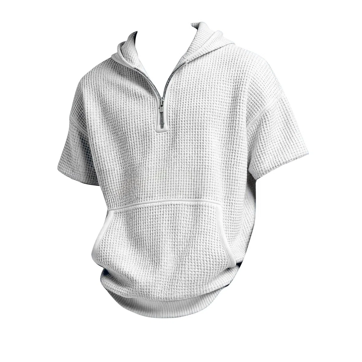 Camisa Sin Mangas Hombre Sudadera con Capucha para Hombre, De Punto Cremallera Un Y Manga Larga Bolsillo (White, M) Protección Solar Impermeable Chaqueta Camisas Oversized Gym Proteccion