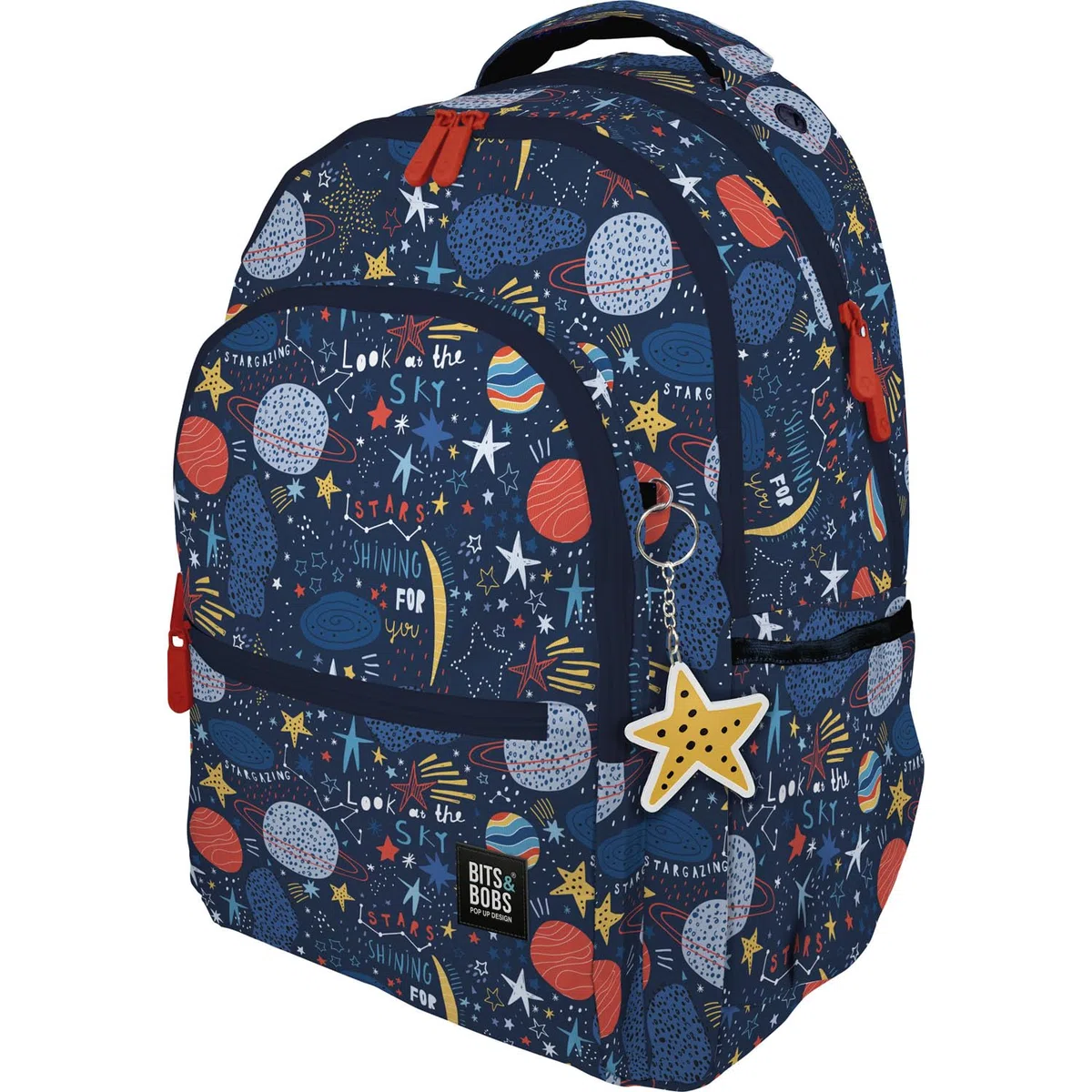 Grafoplas - Mochila Escolar 3 Compartimentos, 33x46x22,5cm, 30 Litros, Bits&Bobs Planets, Zona Acolchada para Portátil, Modelo Roomy, Ideal Vuelta al Cole