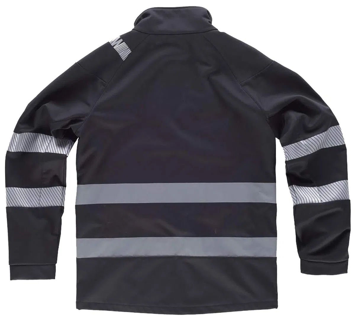 WorkTeam Chaqueta Workshell con Cintas Reflectantes Discontinuas, Cosidas y Pegadas. Chaqueta Cortavientos, Repelente al Agua, Membrana Interior Transpirable y Alta Capacidad Térmica. Unisex Negro L