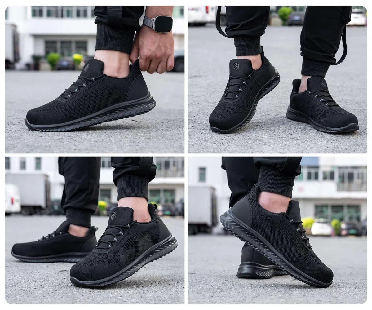 LARNMERN Zapatillas de seguridad con puntera de acero, para hombre, fáciles de poner, ligeras, cómodas