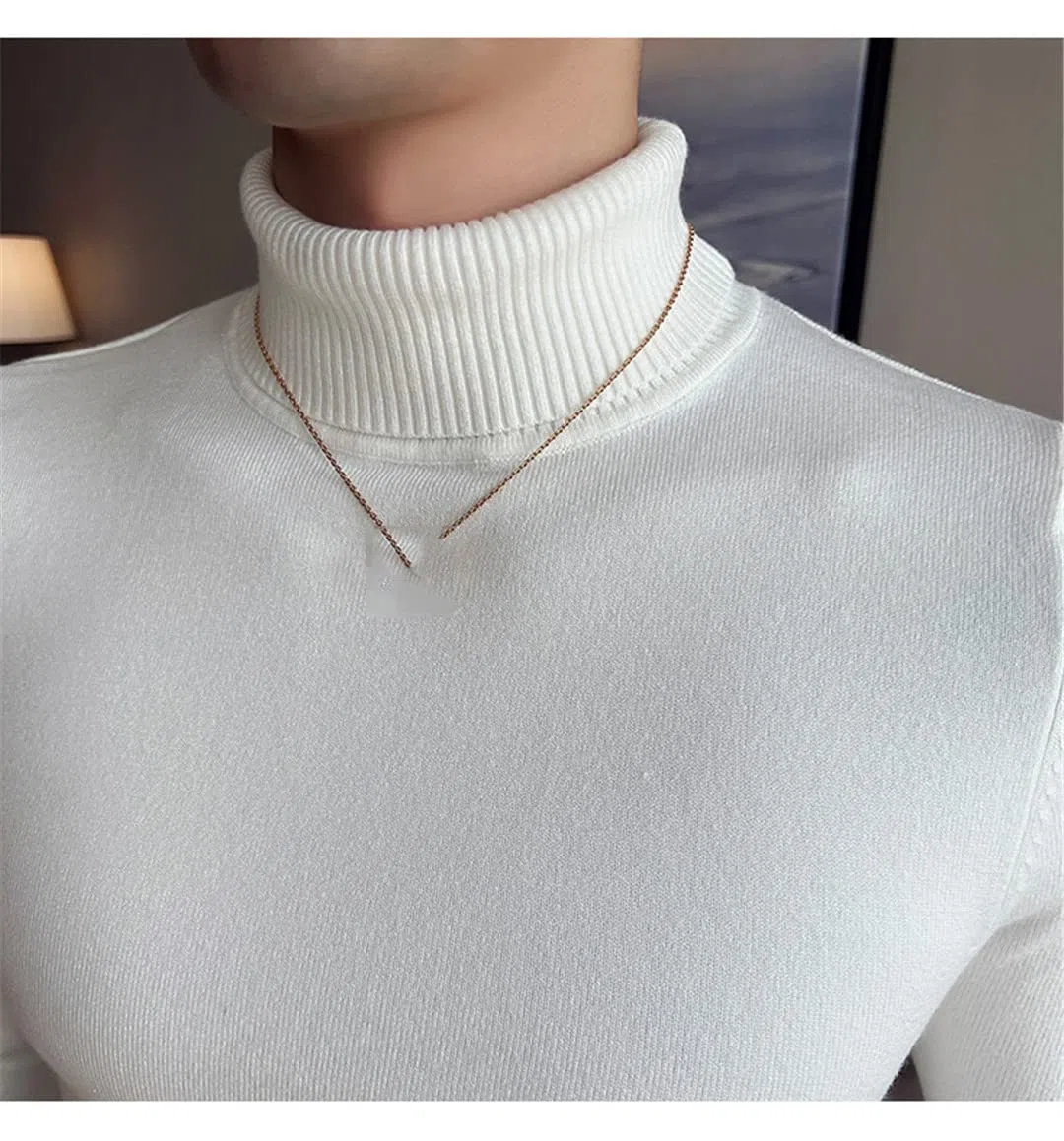 Hamthuit Hombres Invierno Slim Fit Suéter de cuello alto Hombres Suéter de punto cálido Suéter Casual Bottoming Pullovers