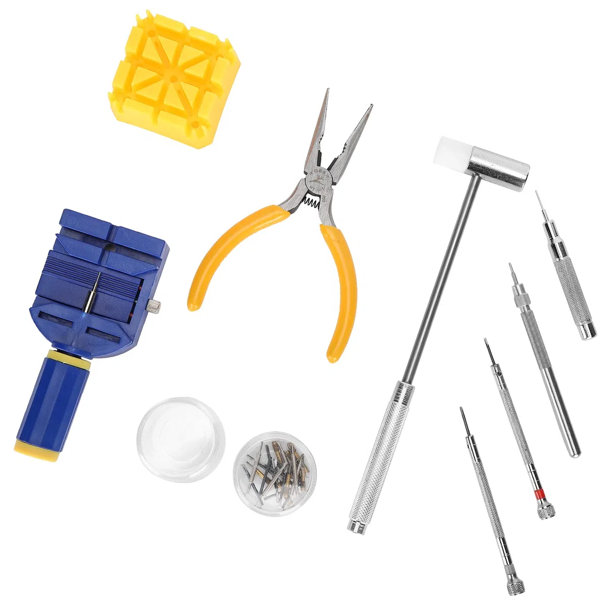 Kit de eliminación de eslabones de reloj, herramienta de reparación de removedor de pasadores de eslabones de correa de reloj, kit de reparación de relojes profesional Juego de