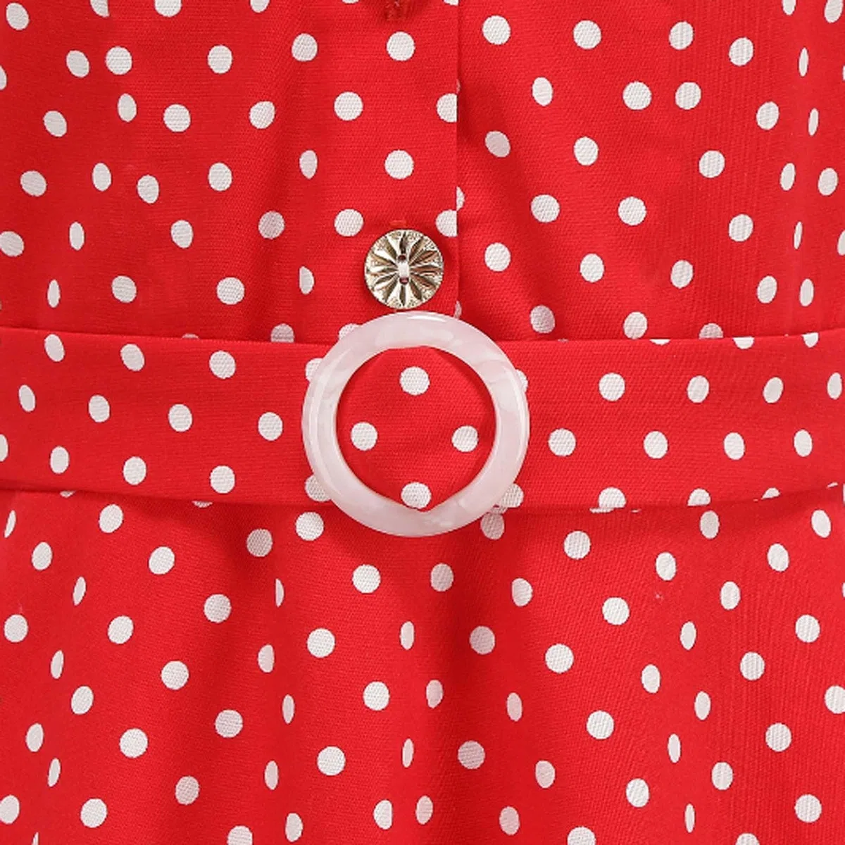 Vestido ajustado de estilo costero con cuello redondo y estampado de lunares, sin tirantes y con abertura frontal, ideal para niñas de 5 a 12 años, de punto piqué, cintura elástica y fácil de lavar