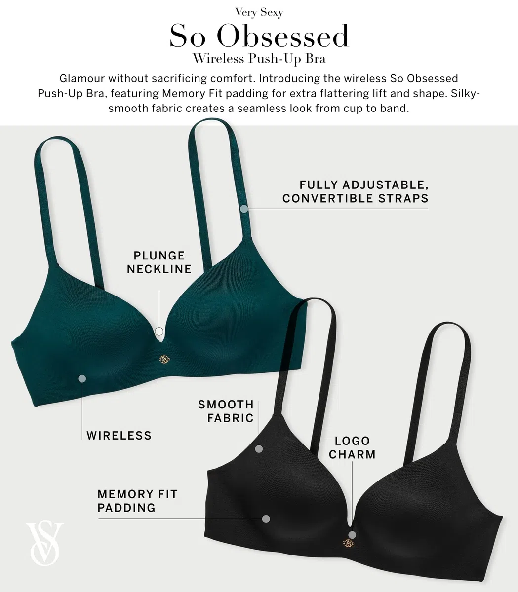 Victoria's Secret Brasier sin varillas muy sexy y obsesionado para mujer (32A-38DDD)
