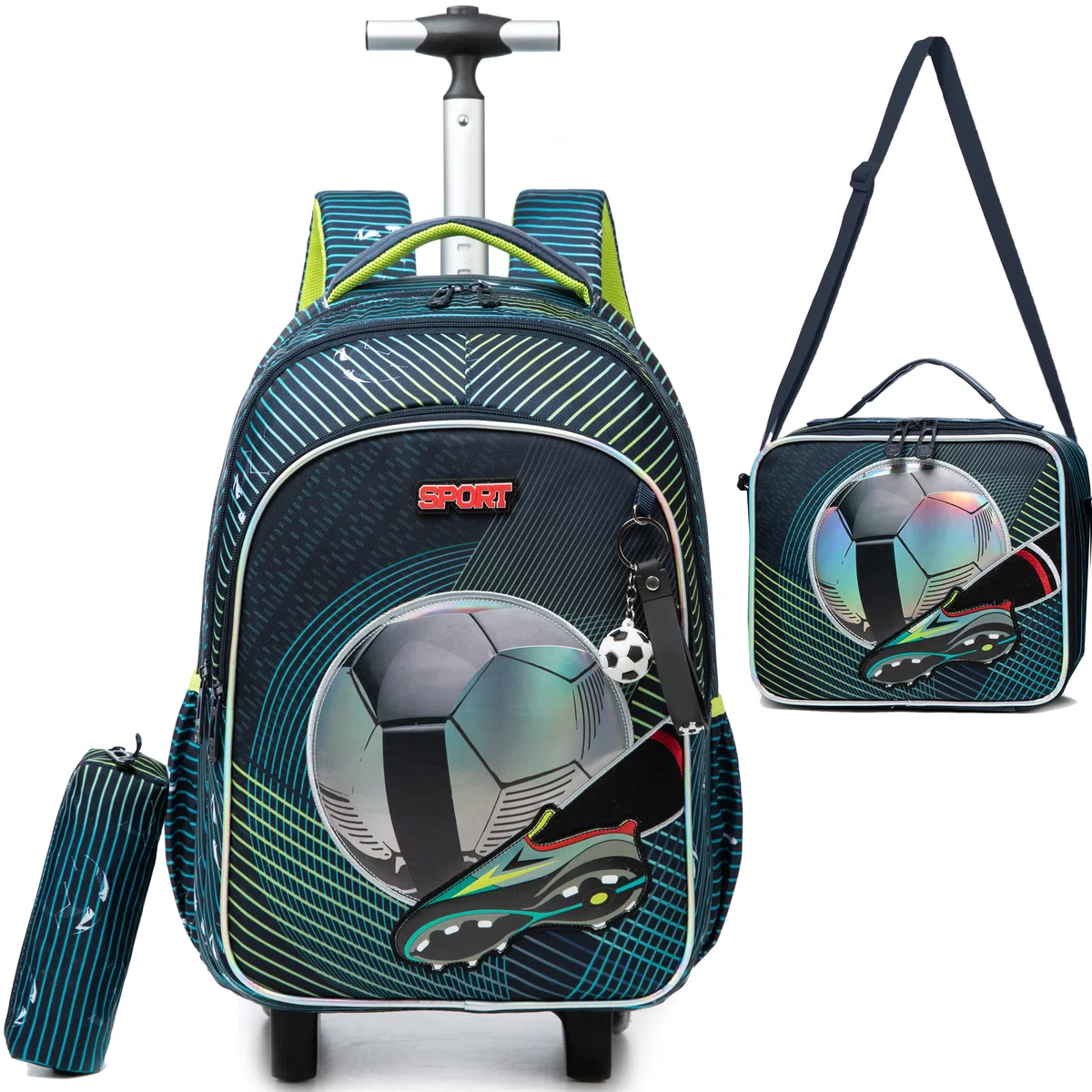HTgroce Mochila Escolar Niños Con Ruedas Mochila Escolar con Ruedas, Niños Trolley Escolar Estudiantes de Primaria Carros para Mochilas Bolsa de Almuerzo Estuche Escolares Equipaje de Viaje