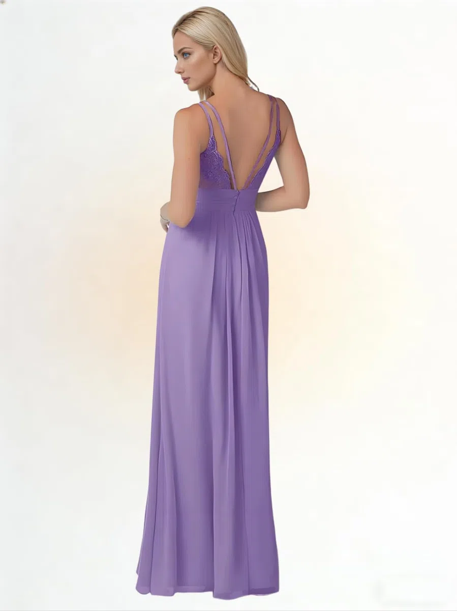 Vestidos de dama de honor de gasa para mujer, para boda, plisado, encaje, formal, vestidos de noche con botón trasero