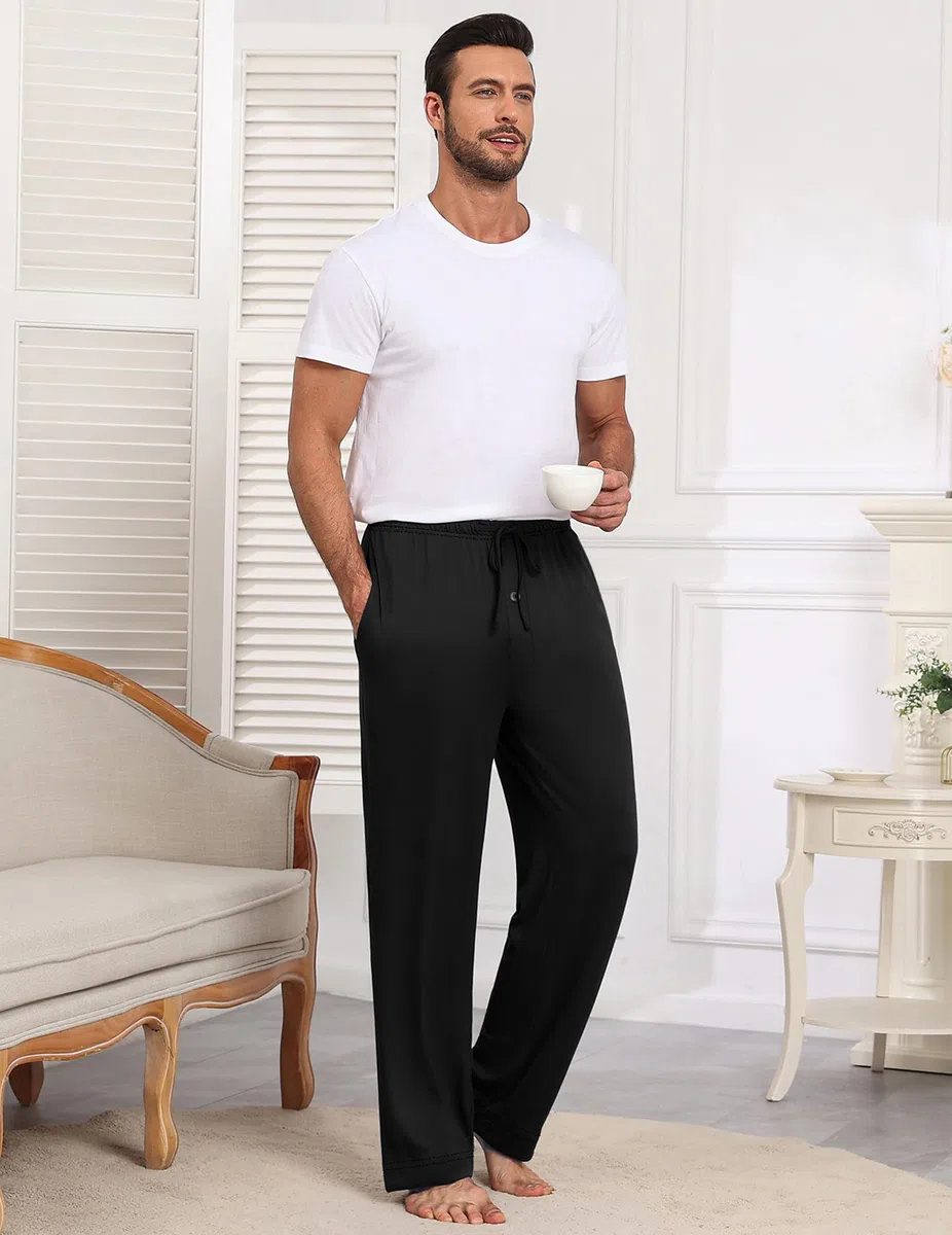 Ekouaer Pantalones De Pijama Cómodos Para Hombre Pantalones De Pijama Para Hombre Pantalone Largos Y Relajantes Estar Por Casa Con Bolsillos S-XXL