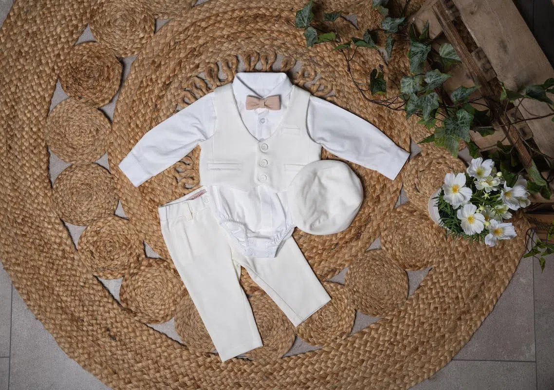 Traje de bautizo para bebé y niño, color azul claro, juego de bautizo, traje de bautizo de manga larga (marfil, 80), Costa de Marfil