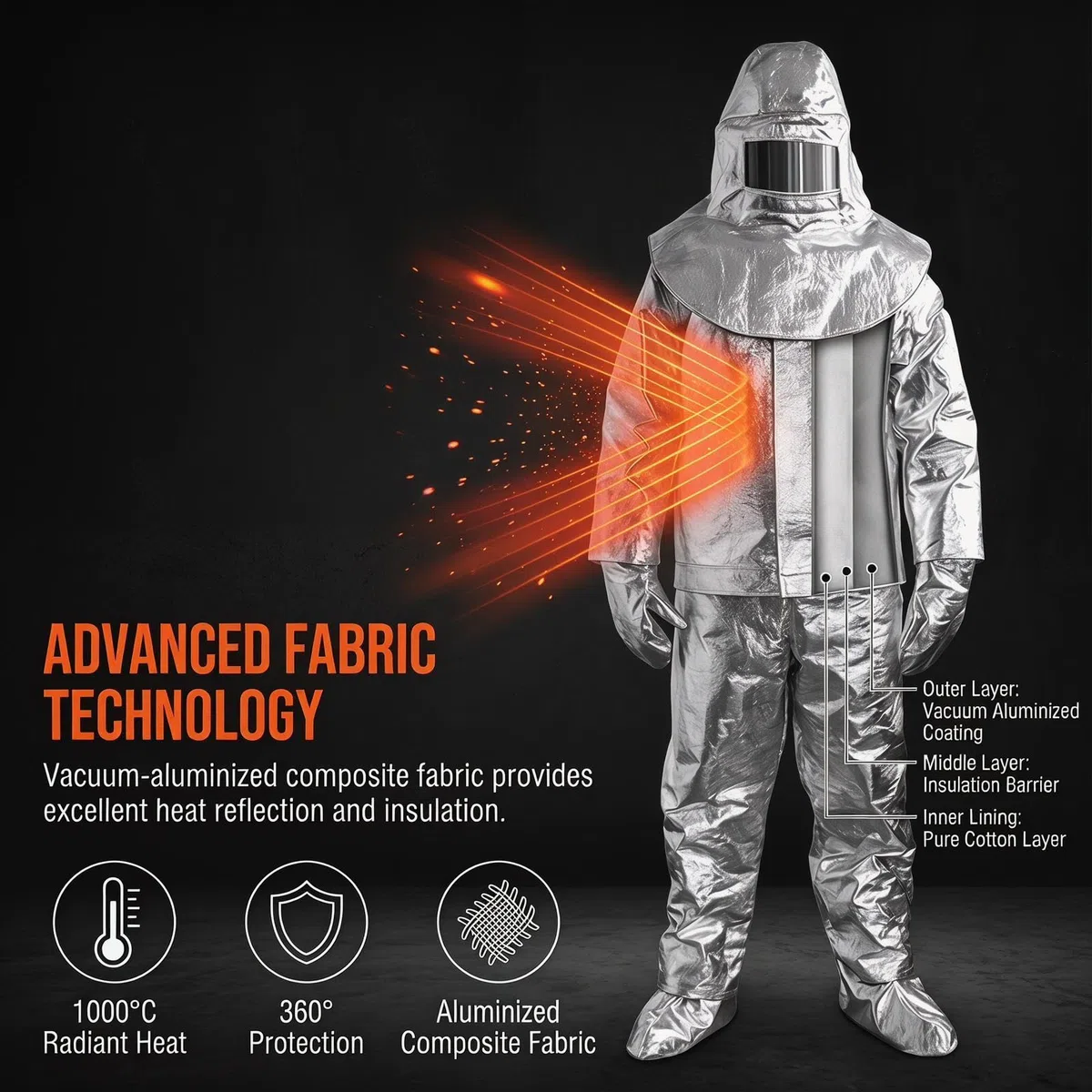 Ropa Ignífuga, Ropa Aislamiento Térmico Material Ligero Seguridad Ignífugo Fábrica Vidrio, Planta Química, Barco