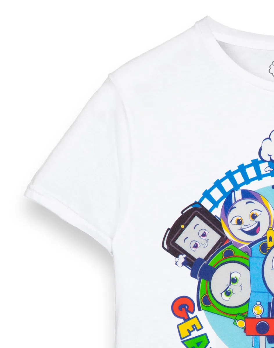 Thomas & Friends Camiseta gráfica para niños | Camiseta de Manga Corta Mejores Amigos | Ropa de Personajes para niños | Thomas el diseño del Motor del Tanque