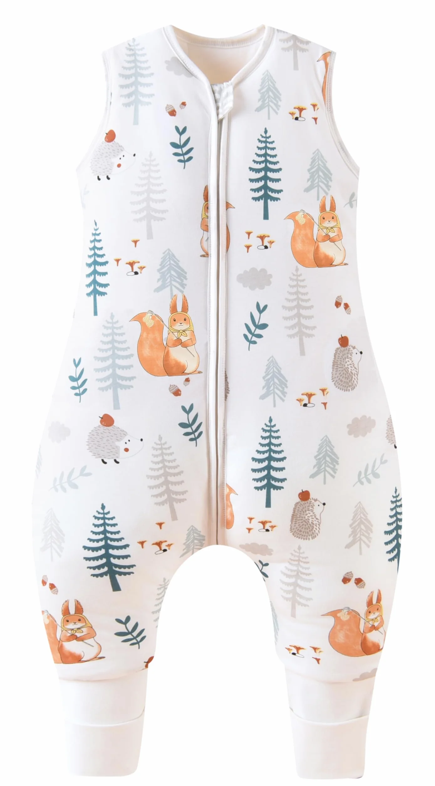 Chilsuessy Pack de 2 sacos de dormir para bebé con piernas 1,5 tog Saco de dormir 100% algodón Saco de dormir para todo el año con pies Saco de dormir para bebé Niños, 1,5 tog Ardilla + Oso pardo