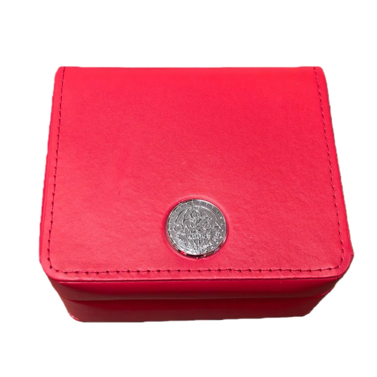 Organizador de Relojes Caja Madera Roja Piel PU Interior Beige Soporte para Omega