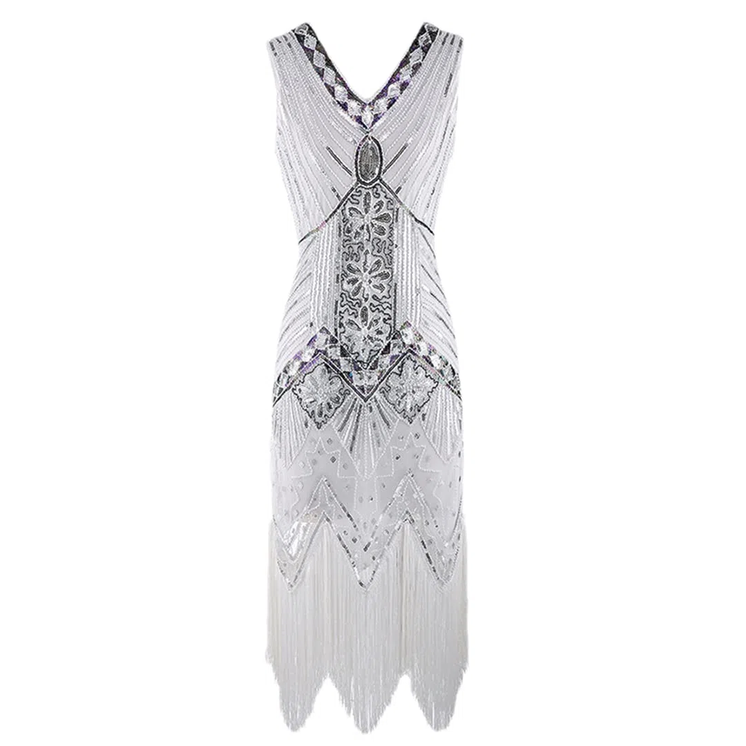 Vestido de fiesta de noche de los años 20, vestido de lentejuelas con borlas, vestido de fiesta temática, vestido de graduación, vestido Art Deco