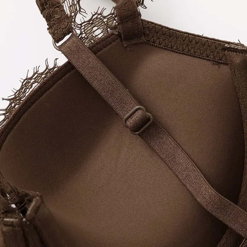 Conjunto de sujetador de mujer Push Up Strappy acolchado Copa Volantes Tirantes Conjunto de lencería con aros Conjunto de sujetador para mujer (Color: A, Tamaño: 75B)