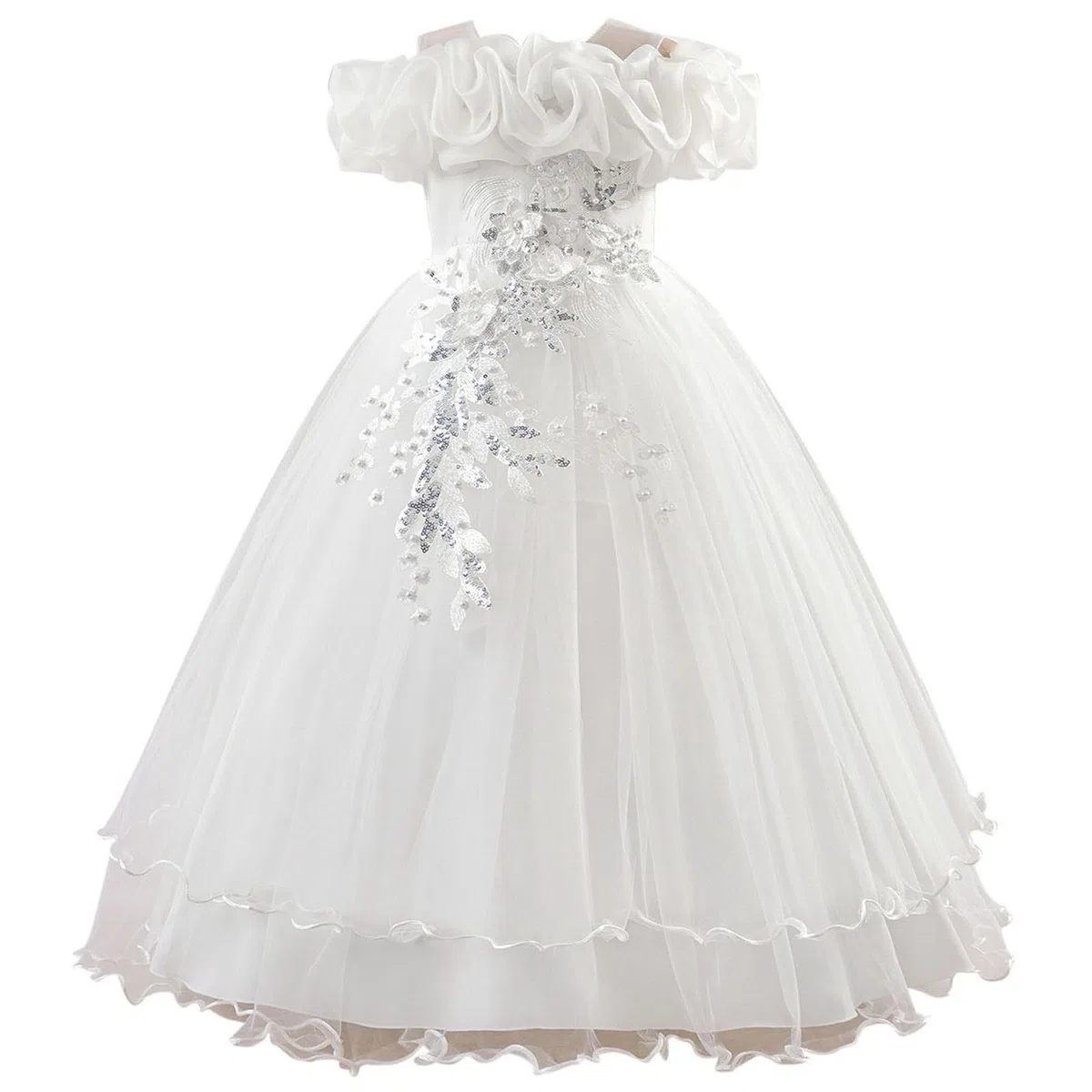 Vestido niña 7-12 Hombros Fuera tutú Elegante, Boda Fiesta Informal Princesa niñas