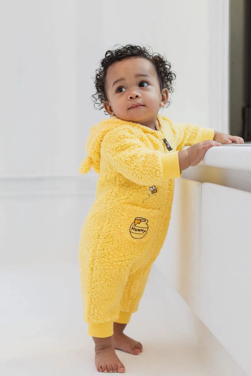 Disney Winnie the Pooh Newborn Baby Boys Zip Up Costume Coverall Yellow