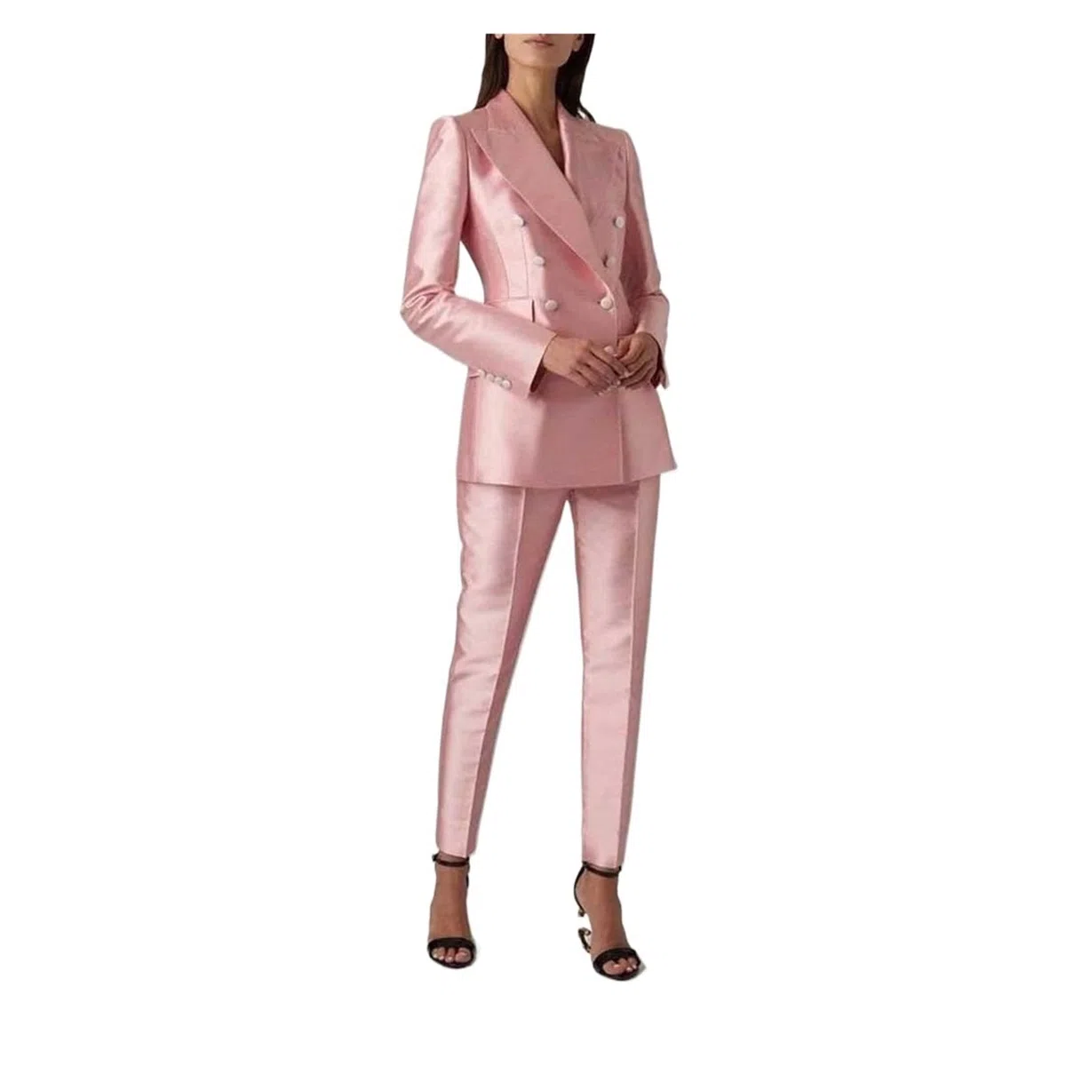Traje Rosa Brillante for Mujer, Chaqueta Cruzada de 2 Piezas, Pantalones, Ropa Femenina, Corte Entallado, Elegante, for Oficina para Negocios, Trabajo, Oficina, Formal