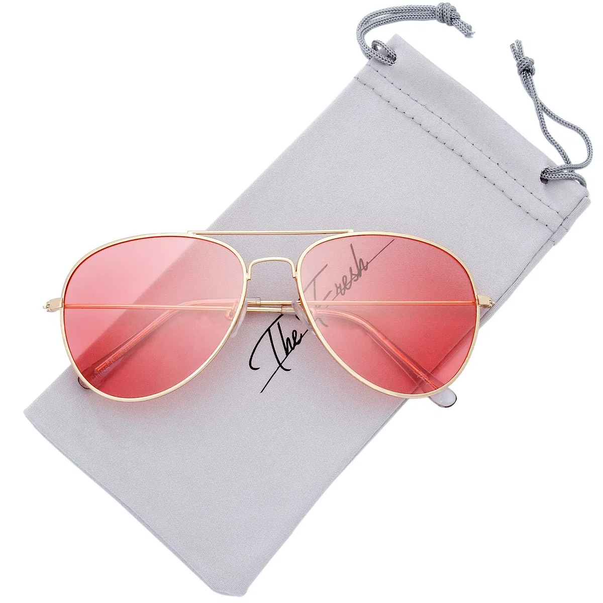 The Fresh Gafas de sol clásicas de aviador con marco de metal polarizado con caja de regalo