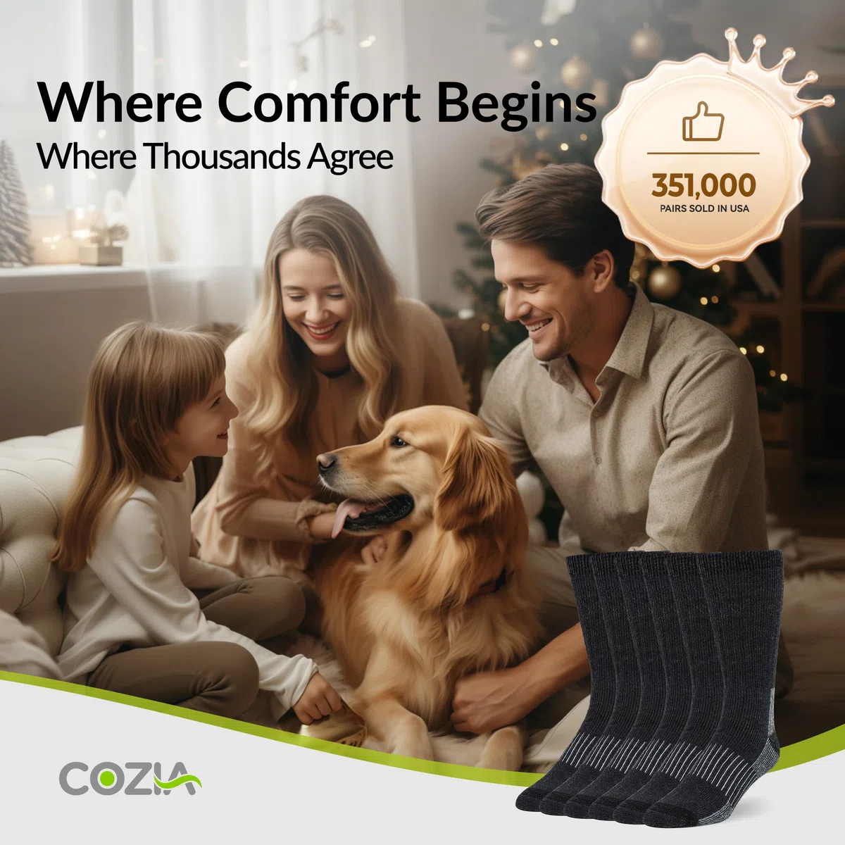 COZIA Calcetines térmicos de lana merino para hombre y mujer, informales, cálidos, cálidos, para invierno, Negro, Medium / Large