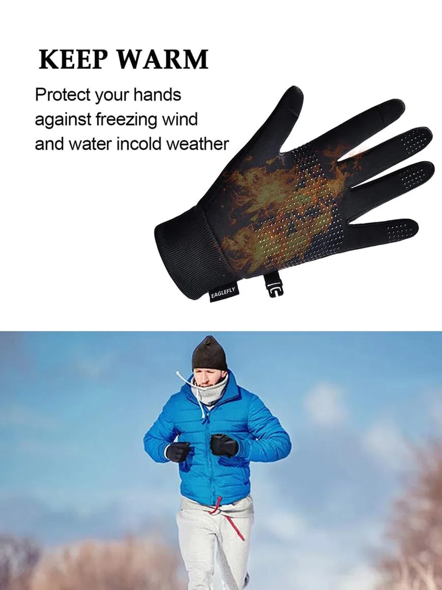 Guantes de invierno EAGLEFLY para pantalla táctil, ligeros, resistentes al agua caliente para caminar, equitación, ciclismo, correr y conducir (mediano)