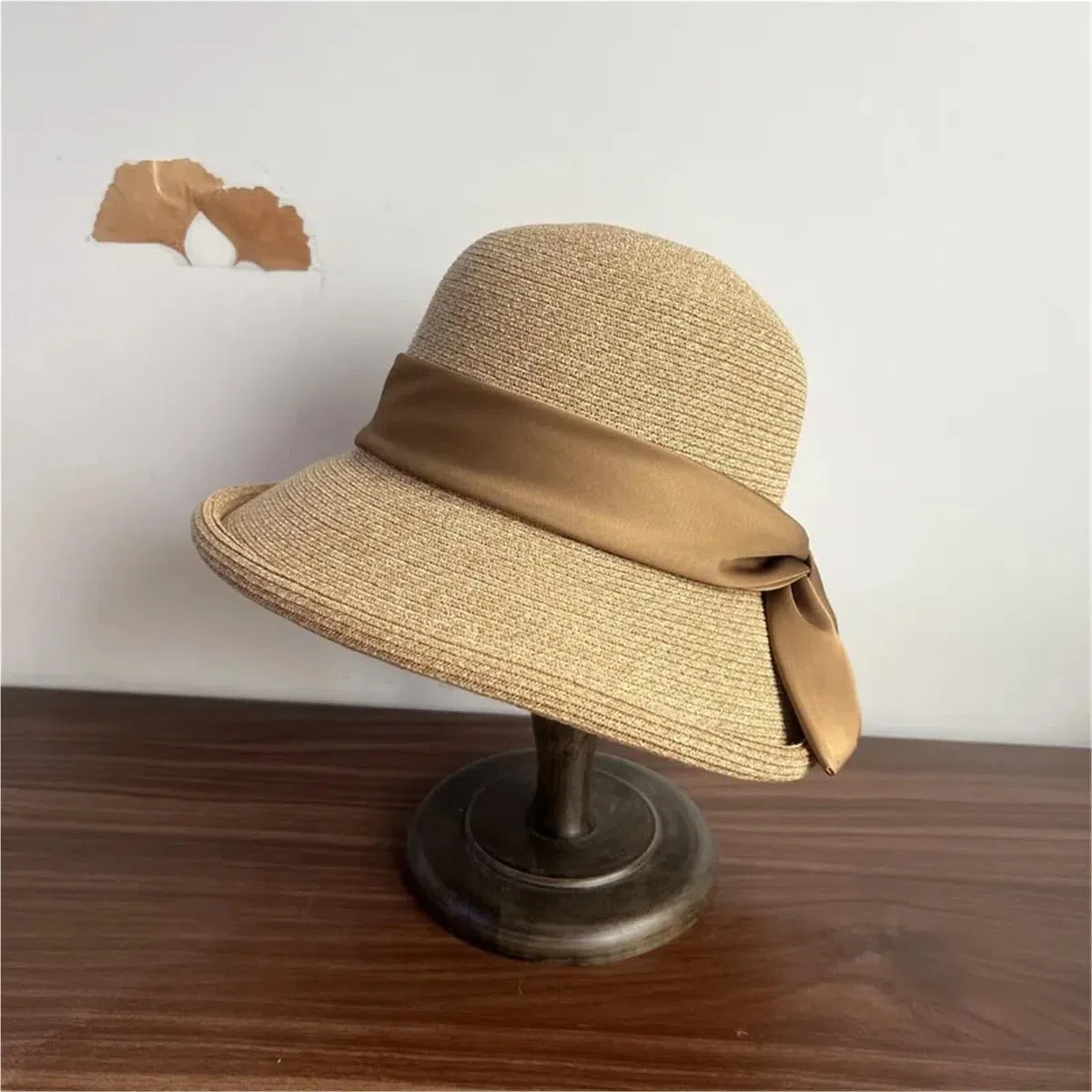 Sombrero de Paja con Abertura ala Ancha Elegante Dulce Arco Sol Playa for Mujer Verano para Viajes y Vacaciones