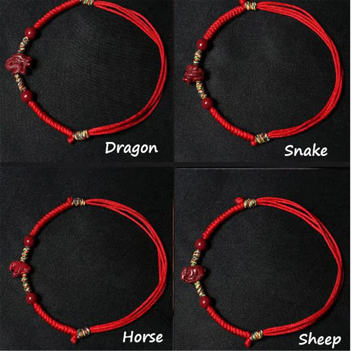 Pulsera de Piedras Preciosas Naturales, cinabrio, Amuleto de Animal del zodíaco de la Suerte, Cuerda Tejida Hecha a Mano, Hilo Rojo, atraer relación romántica, Dinero, Prosperidad, Suerte, Pulsera,