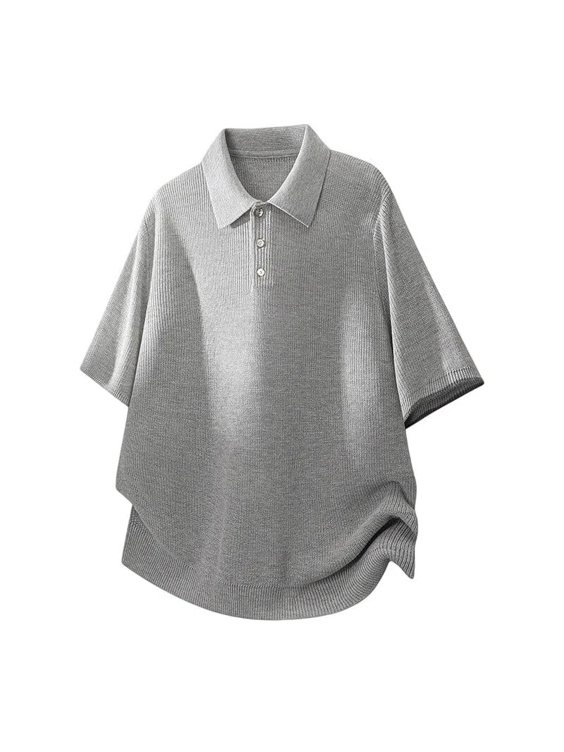 Polo de manga corta de nailon para hombre, ajuste holgado, para oficina, viajes, uso diario