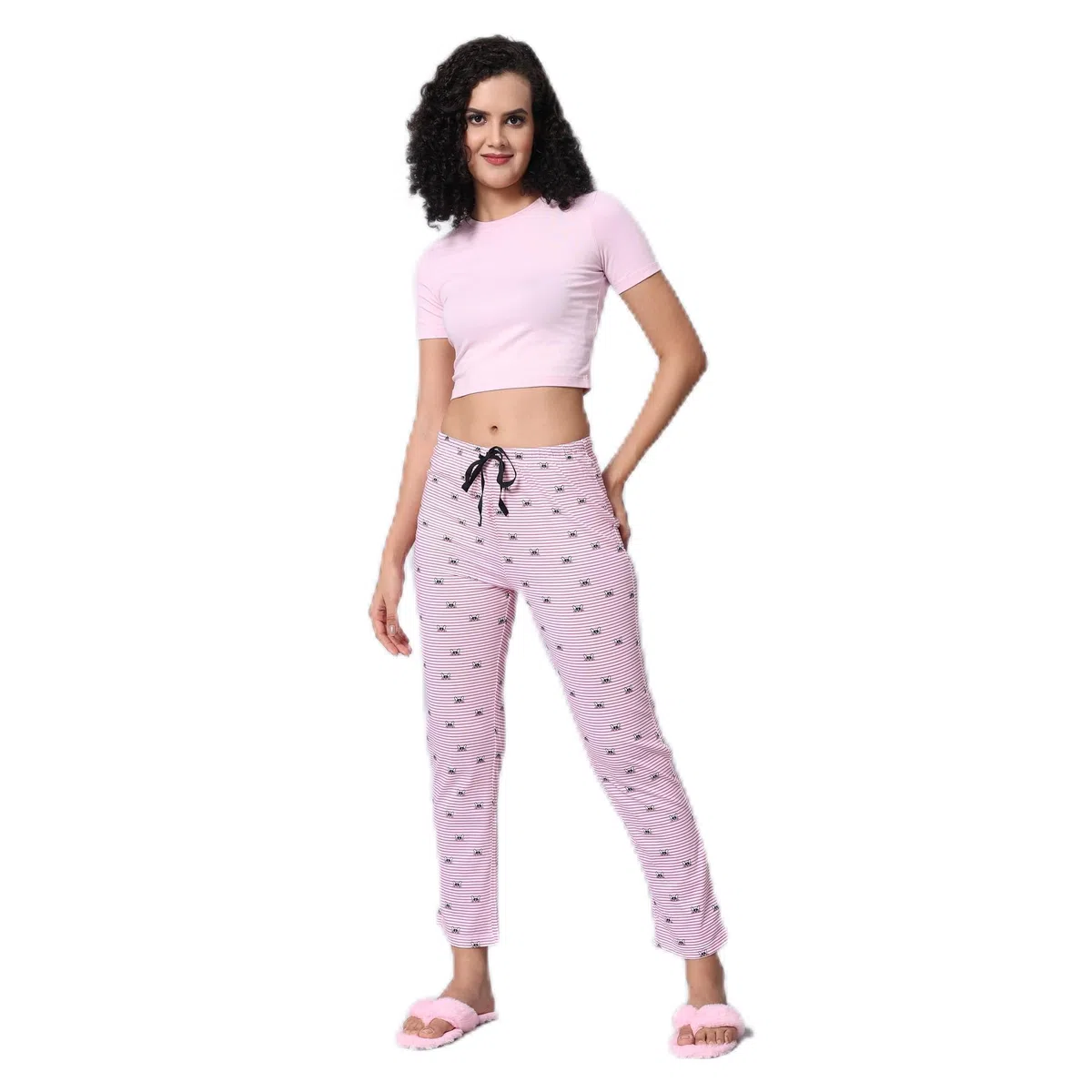 Evolove Pijama de algodón azul estampado para mujer