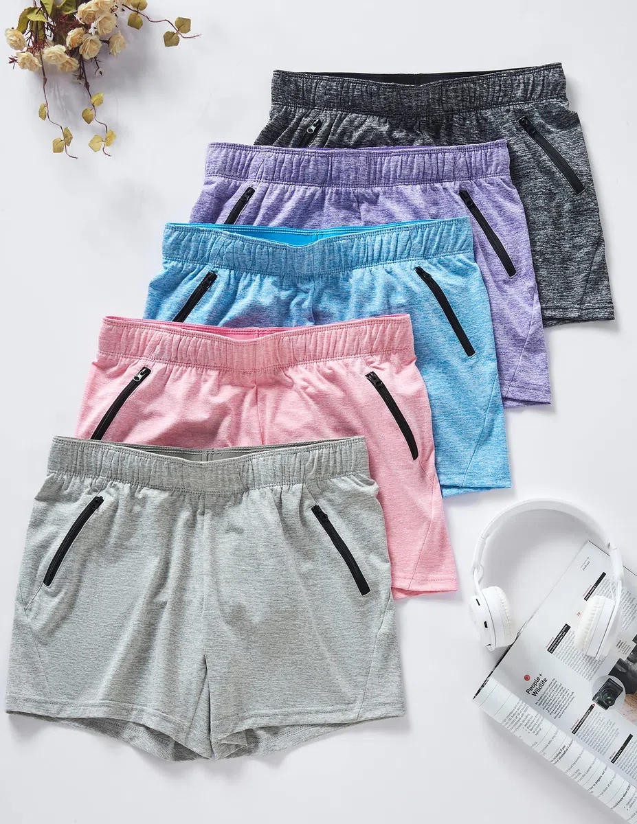 Liberty Imports 5-inch Yoga Training Shorts With Zipper Pockets Pantalones cortos de yoga Mujer (Pack de 5)