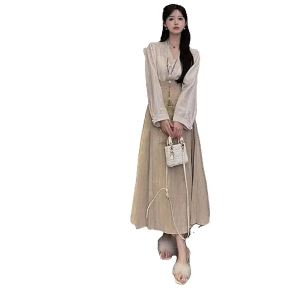 Vestido chino tradicional Hanfu de talla grande, falda corta, falda de cara de caballo, plisada, de alta gama, elegante, trajes para mujer, Conjunto de falda y camisa, 3XL 80kg-90kg
