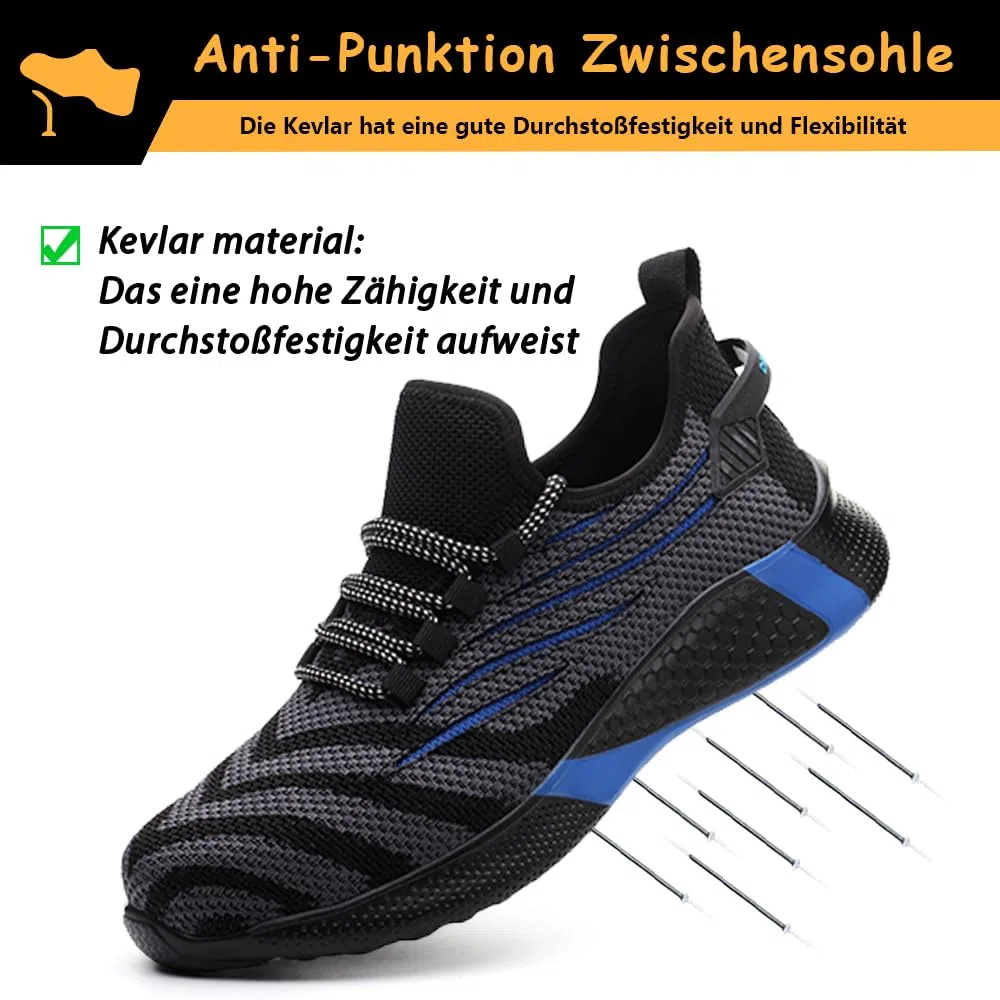Zapatos de Seguridad para Hombre Ligeros Zapatos de Trabajo con Punta de Acero Zapatillas de Seguridad Mujer Transpirables Antideslizante