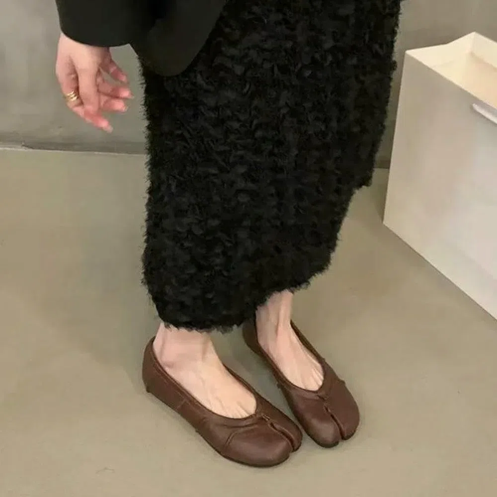 SLJYM - Zapatos planos de ballet Tabi de piel suave para mujer, cómodos, para caminar, informales, para niñas, zapatos de baile