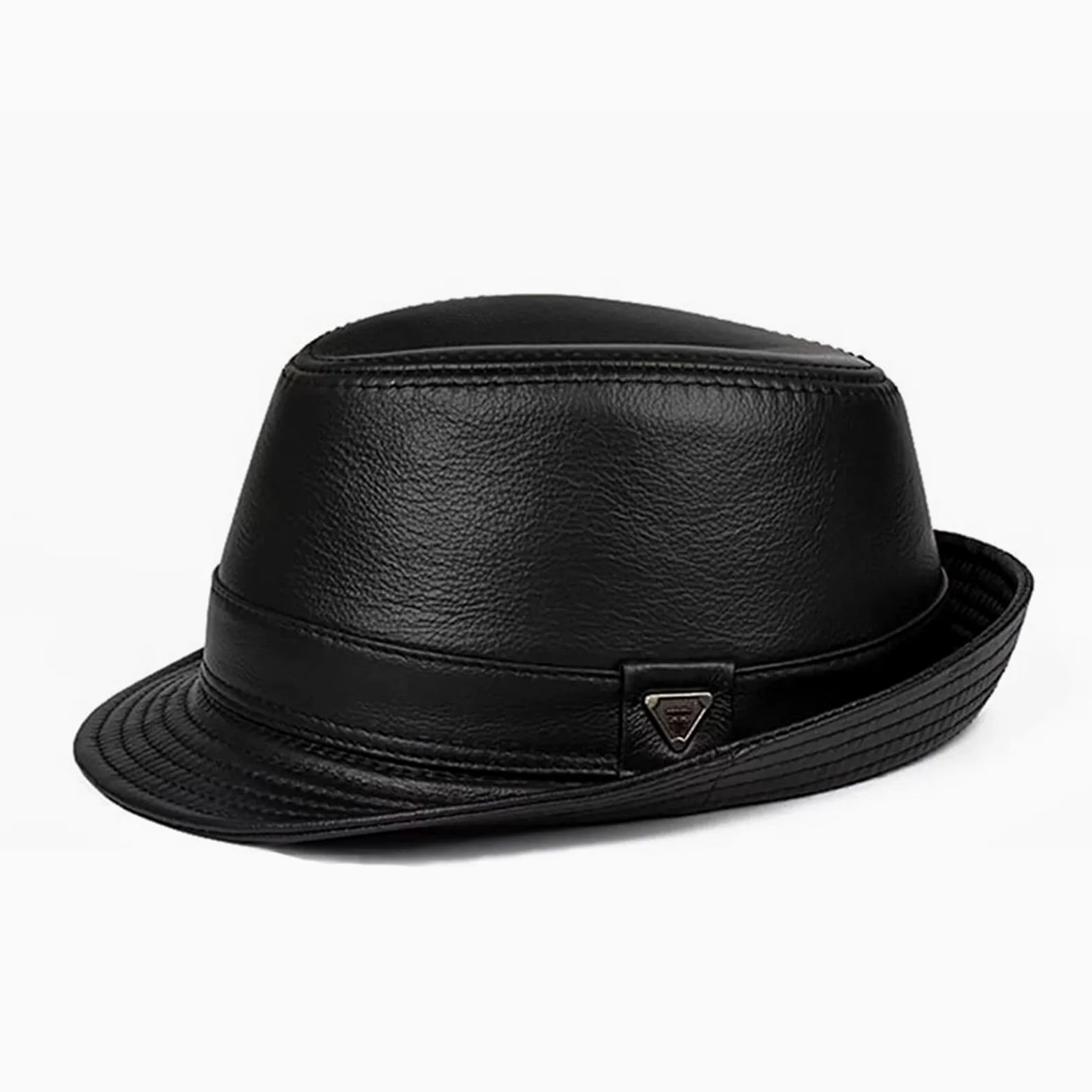 Lifup Clásico Sombrero de Cuero Hombre Fedora Gorra de Jazz Floppy Panamá Sombrero Plano para Caballeros