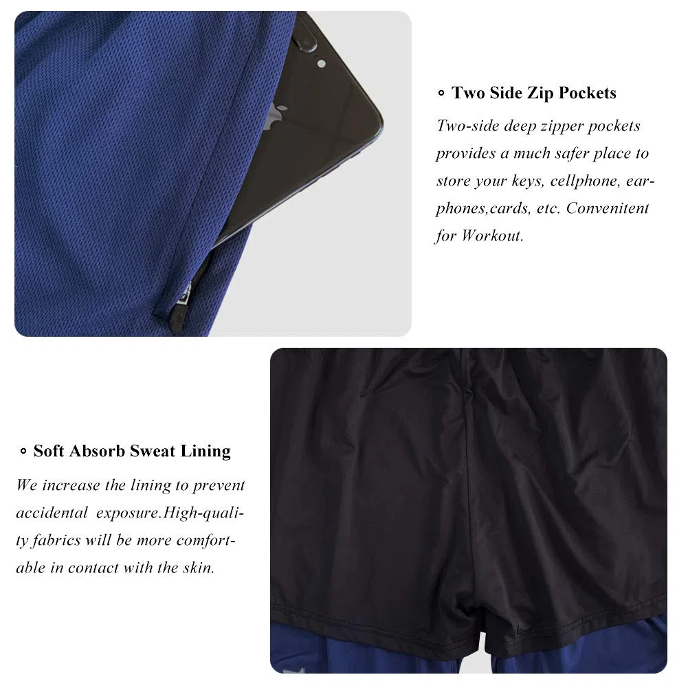 Wangdo Pantalones cortos de correr para hombre de 7 pulgadas con bolsillo con cremallera para gimnasio y atletismo