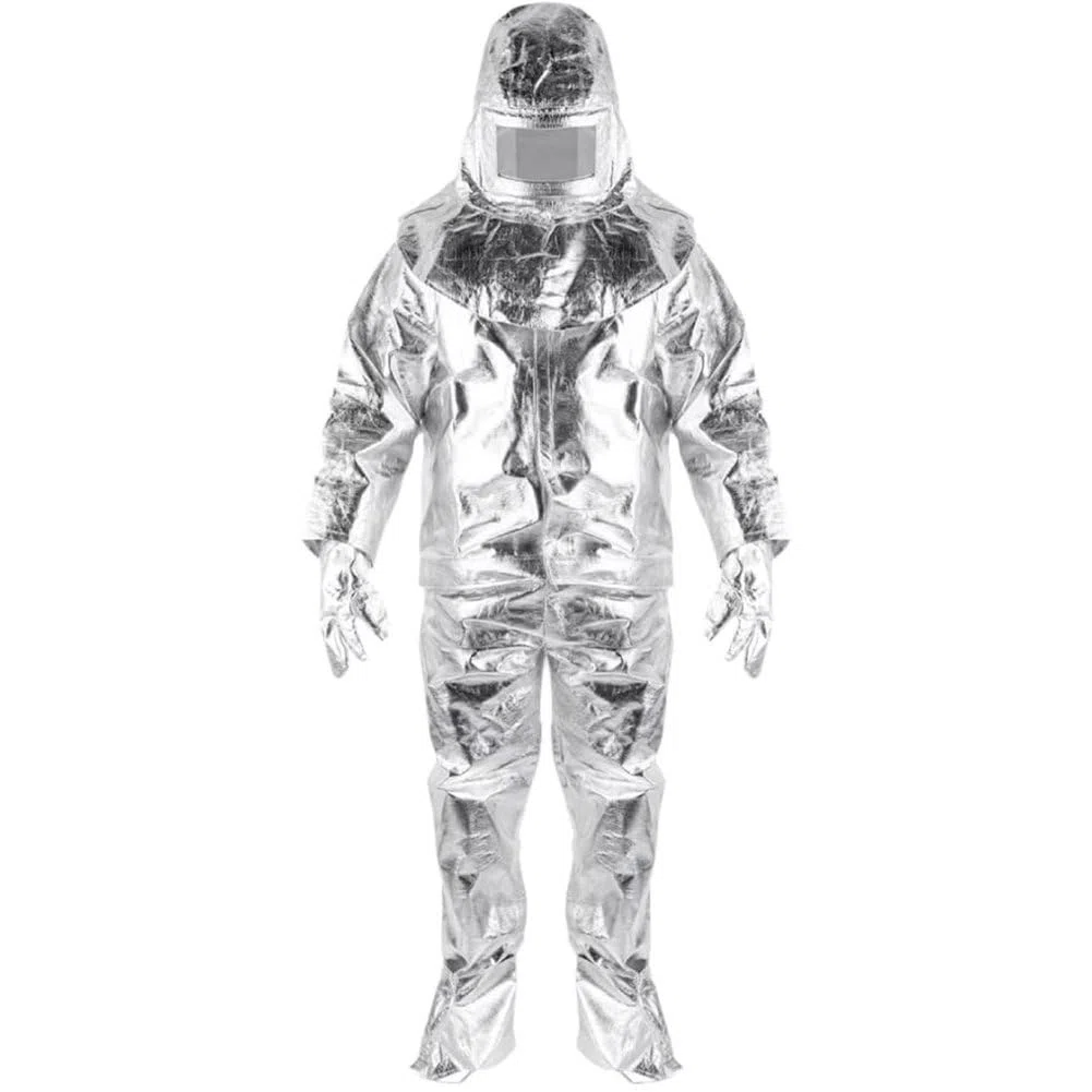Traje De Protección Integral Contra Radiación Y Materiales Peligrosos. Trajes De Protección Corporal Completos. Ropa Ignífuga Y Resistente Calor. Conjunto Completo Aluminizado Con Capucha, Guantes