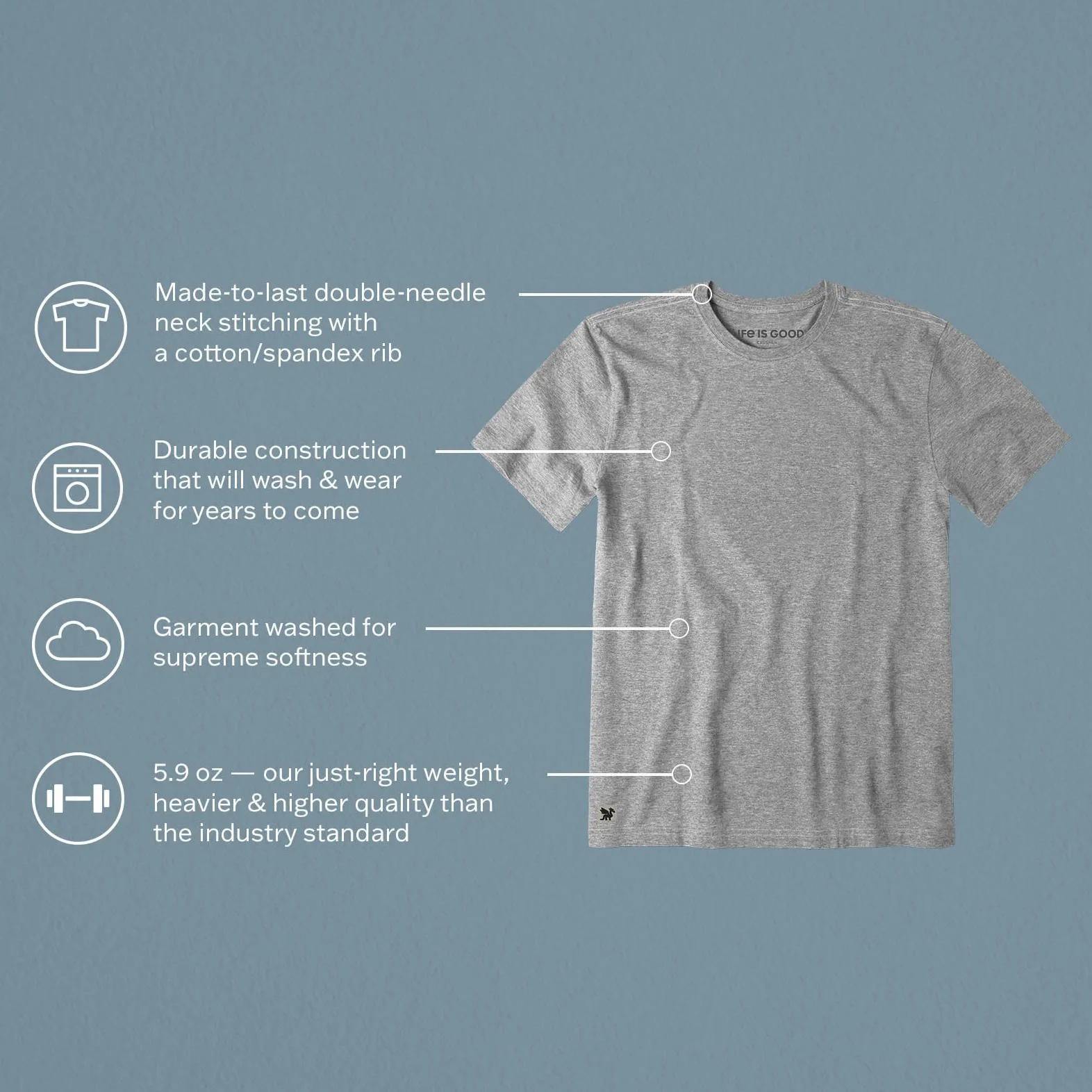 Life Is Good Crusher tee Shirt, Short Sleeve Cotton Graphic T-Shirts, Natural Rhythm Camiseta Hombre (Pack de 1)
