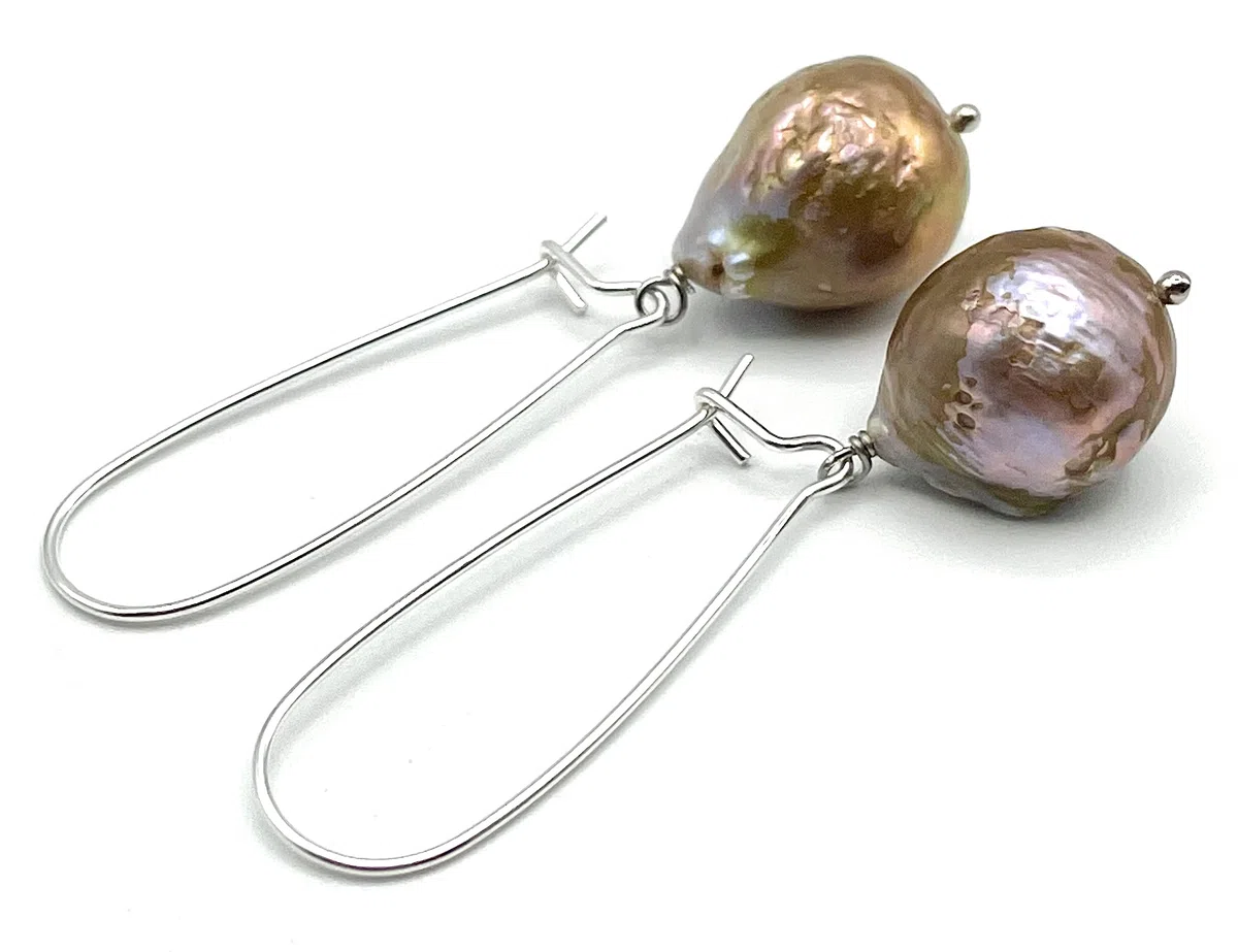 Pendientes de Perlas Barrocas Naturales y Plata 925, Joyas Artesanales, Estilo Moderno, Regalo para Mujer