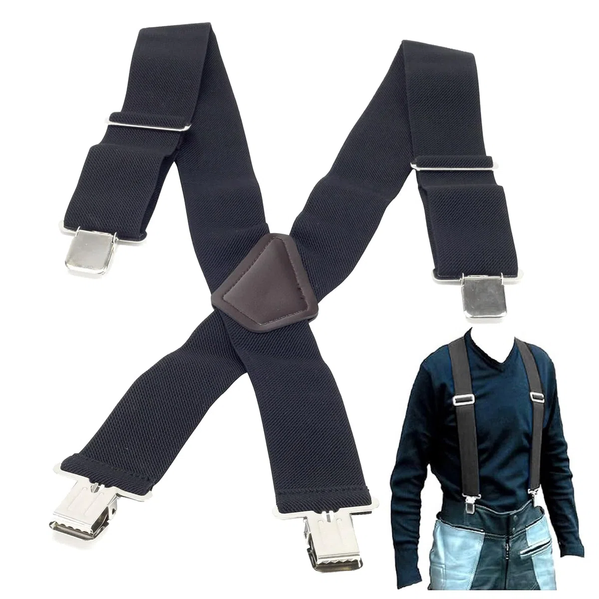 BIKEIT HEAVY DUTY ELASTICATED PAIR BRACES Motorbike Biker Rider Braces For Mens Pant Trouser