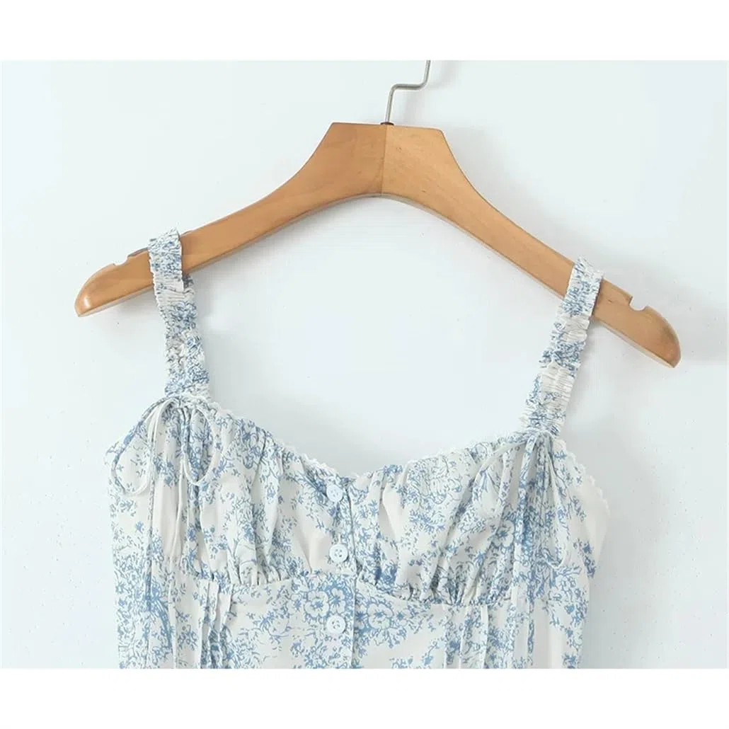 Vestido largo midi con estampado floral para mujer, sin mangas, casual, para vacaciones