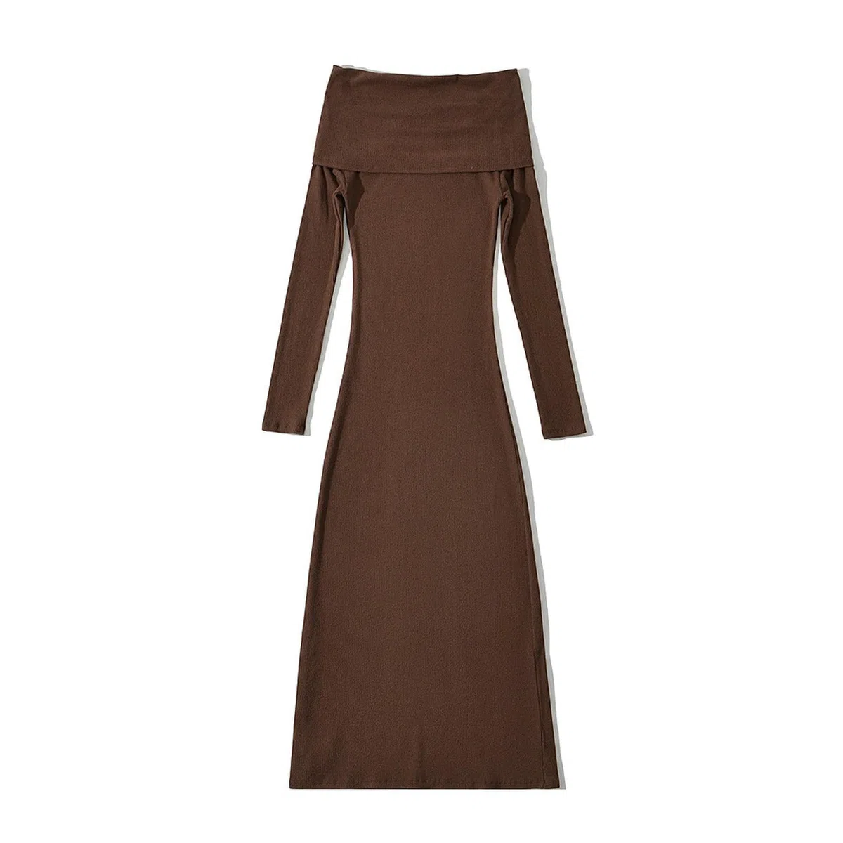 Vestido Largo Cepillado con un Solo Cuello y Hombros Descubiertos para Mujer, Vestido Ajustado Que Abraza la Cadera
