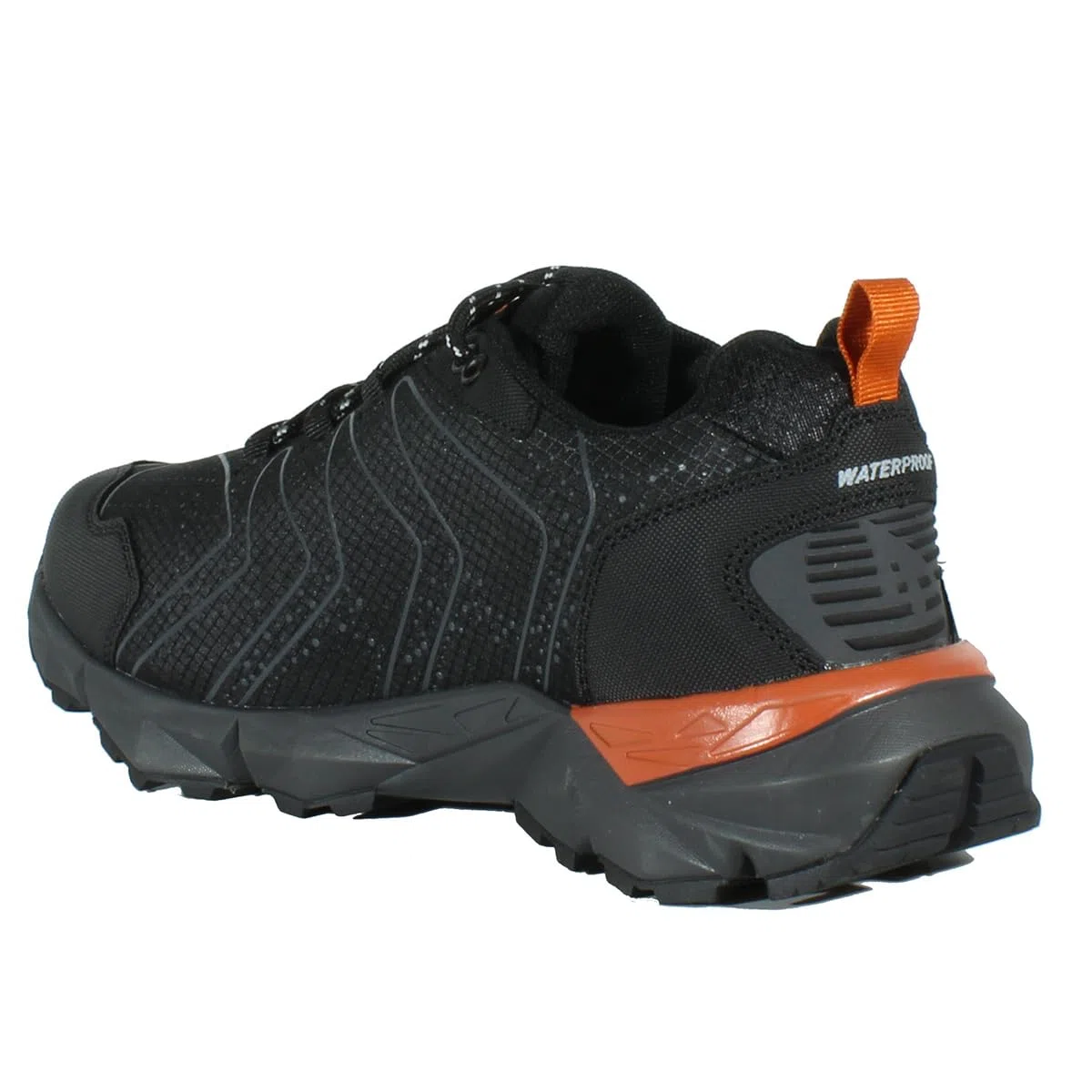 HI-TEC - Zapatillas Trekking Hombre Kinyeti WP | Zapatillas Montaña Hombre, Senderismo | Pies Secos con Membrana Impermeable, Tracción Óptima, Cómodas | Black/Orange Rust, 46