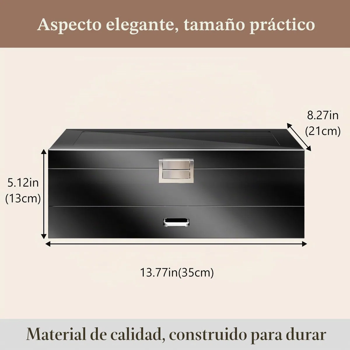 ProCase Caja para Relojes y Gafas, Estuche para Reloj y Joyero Almacenamiento con Tapa de Cristal Cajón para Anillos Pulseras -Negro