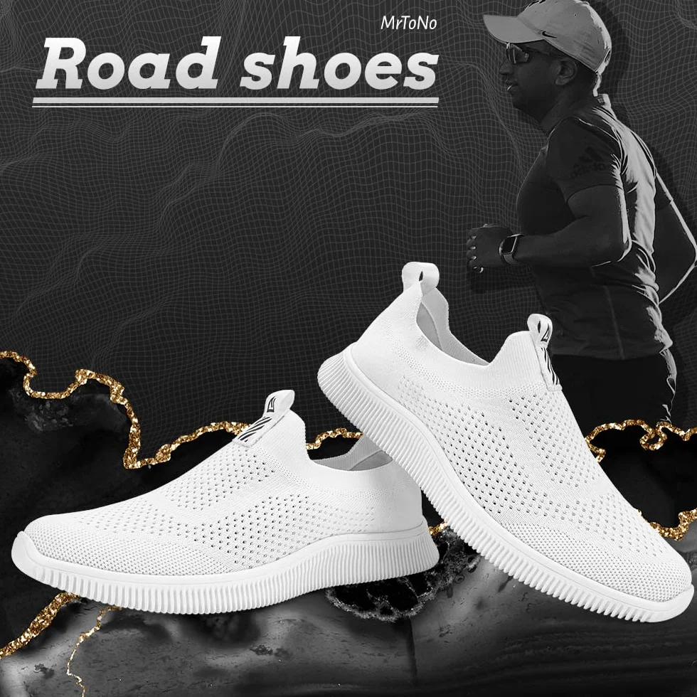 MrToNo Zapatillas deportivas para hombre sin cordones de malla transpirable para gimnasio, deportes, correr, ligeras, para caminar, zapatos de tenis deportivos informale