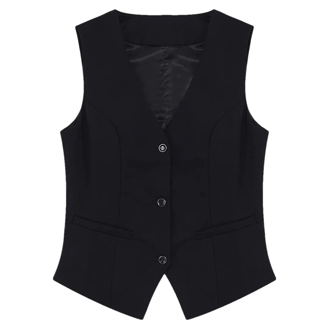 Wjnvfioo Chalecos formales para mujer, con botones, sin mangas, elegante, para oficina, trajes clásicos, chaleco, ropa de trabajo