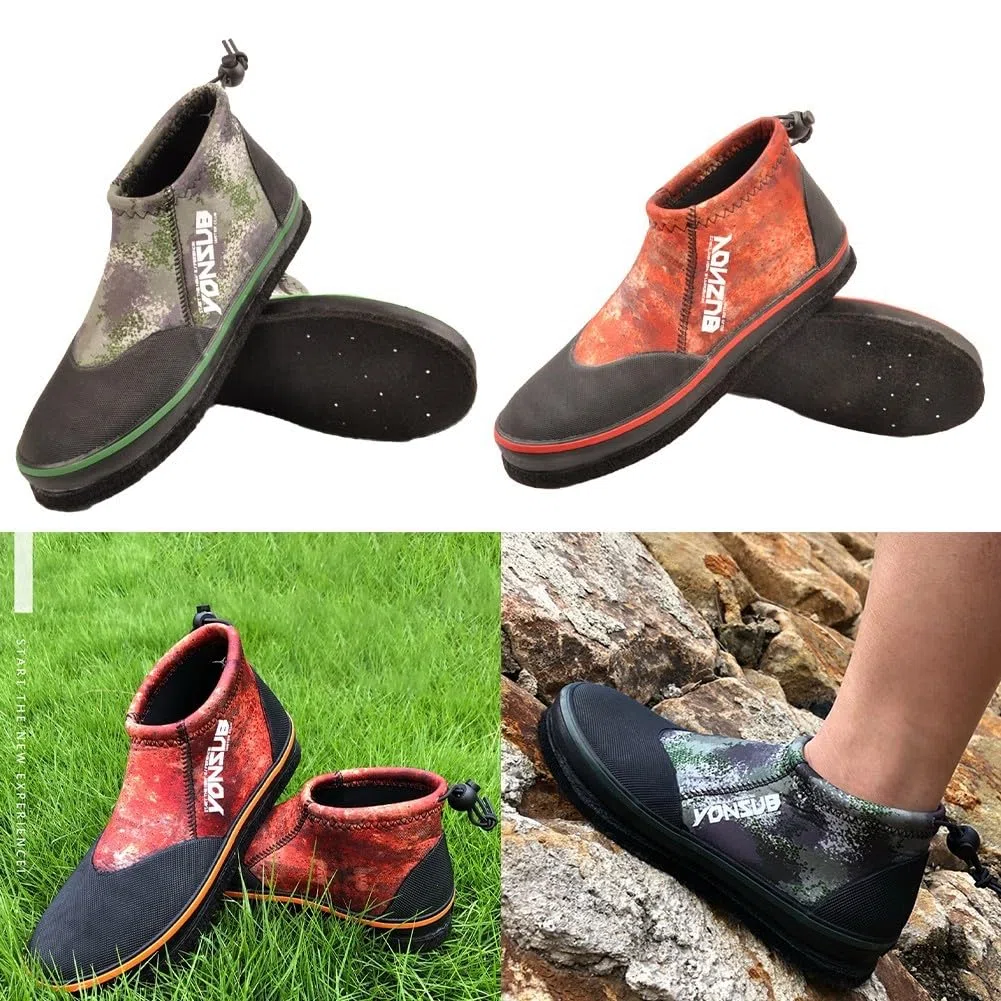 Zapatos de pesca de neopreno para hombre y mujer, fieltro de 3 mm, botas de roca, tachuelas de acero, equipo de caza, tallas del Reino Unido