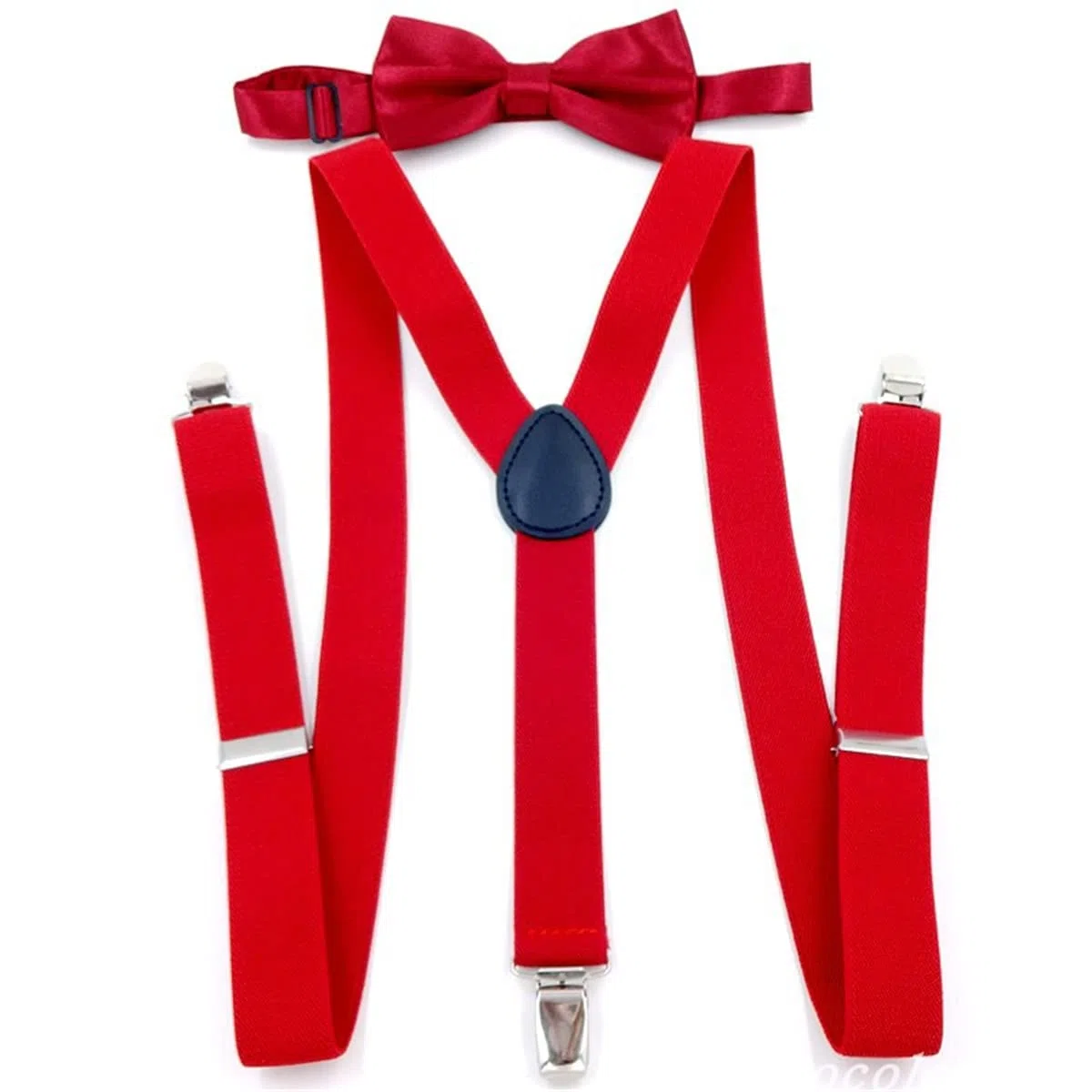 Tirantes para Hombre,Tirantes, Conjunto de Tirantes elásticos Ajustables en Forma de Y y Pajarita for Hombre de Color Liso(Red)