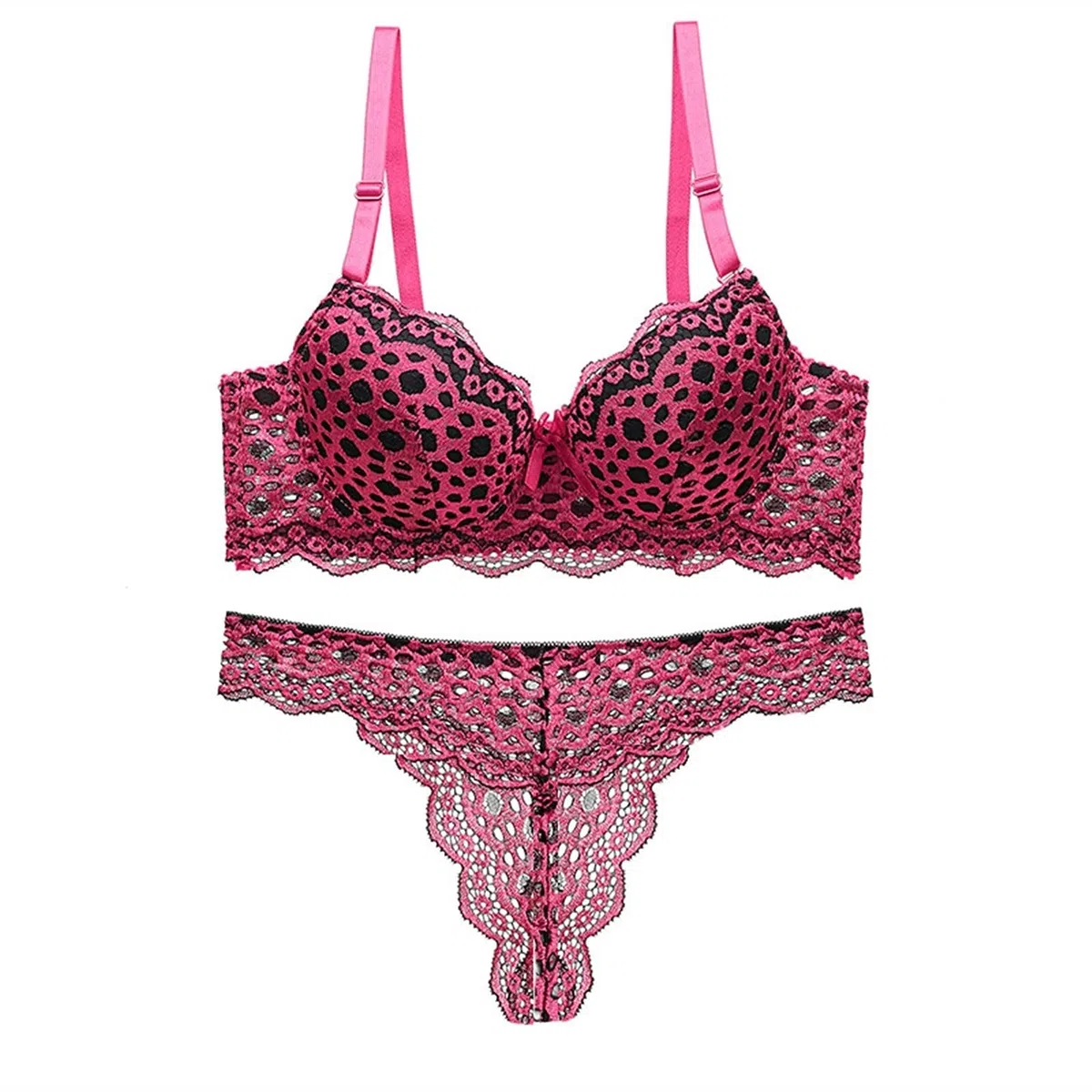 YZCIS Conjunto de lencería para Mujer, lencería de Leopardo, Sujetador de Encaje y Bragas con Tirantes, picardías de Malla, Ropa Interior, Conjuntos de Mono, Bralette, Ropa de Dormir